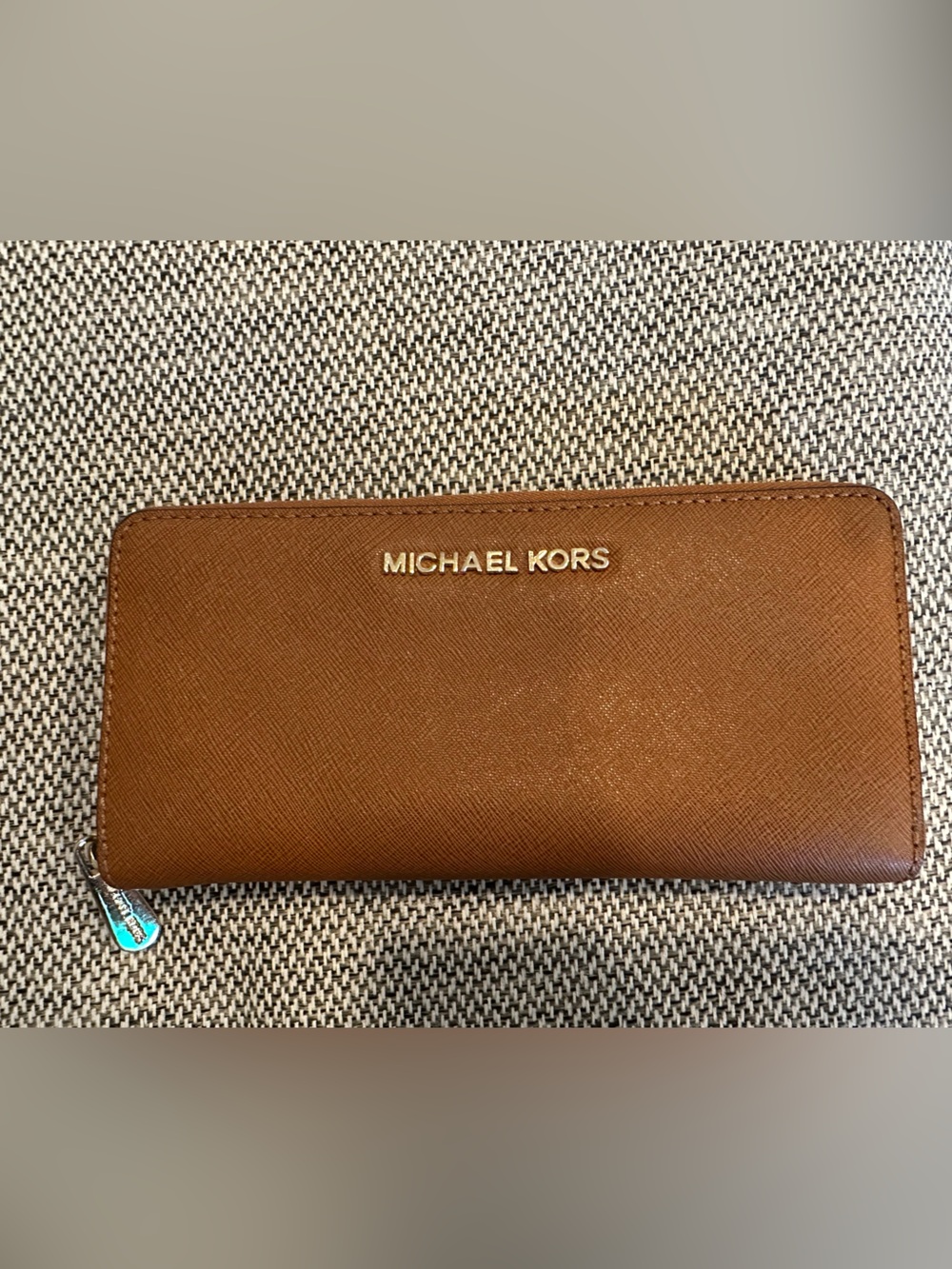 Michael Kors Cognac Saffiano Zip-Around Wallet